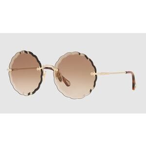 Chloé Gold Brown Geometric Round Sunglasses CH0047S